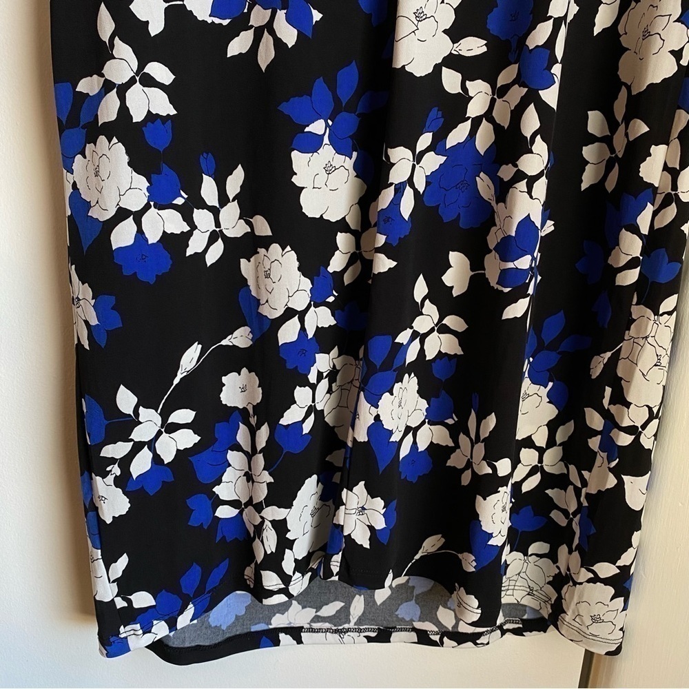 Motherhood Maternity Black/ Blue/ White Floral Side-Tie Knit Dress Size XL - Picture 6 of 11